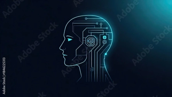Fototapeta Human head with circuit design