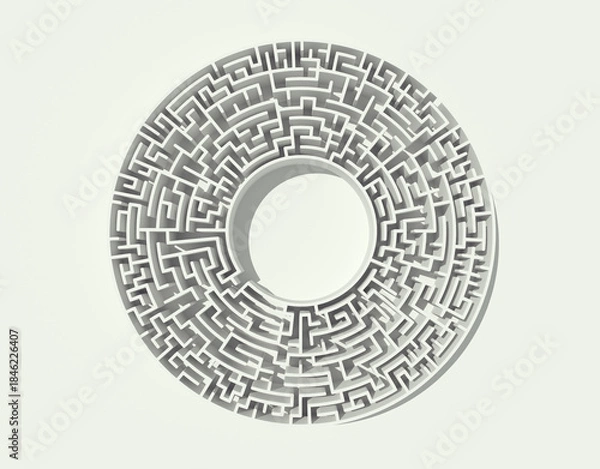 Obraz Complex circular maze design featuring intricate pathways for puzzle enthusiasts