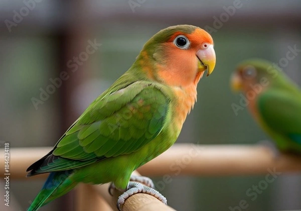 Obraz 자연 가지에 앉아 있는 모란앵무새 클로즈업 사진