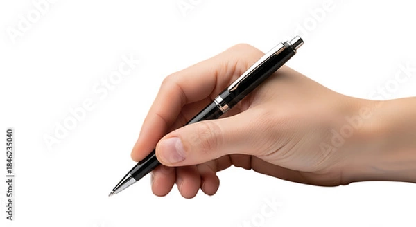 Obraz Hand holding black pen