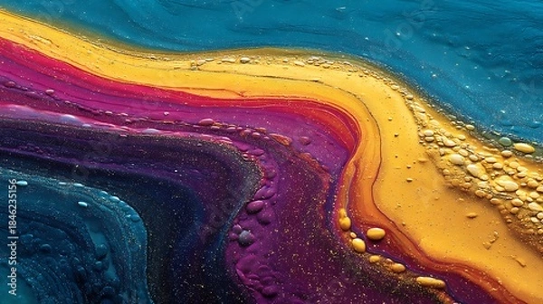 Fototapeta Multicolor liquid artistic waves high resolution background