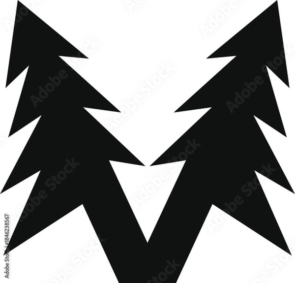 Obraz Geometric V pine tree Logo Symbol