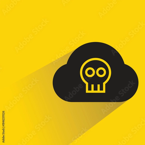 Obraz cloud and skull icon with shadow yellow background