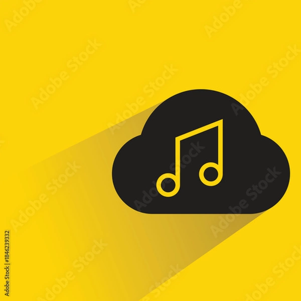 Obraz cloud and music note icon with shadow yellow background