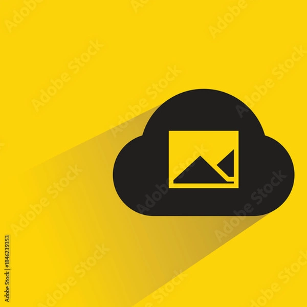 Obraz cloud and photo icon with shadow yellow background