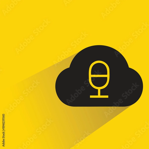 Obraz cloud and mic icon with shadow yellow background
