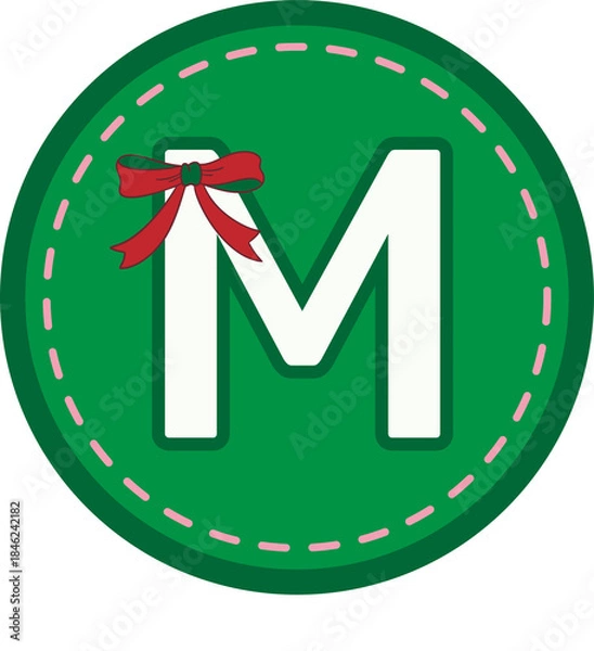 Obraz Christmas green round tag with capital letters