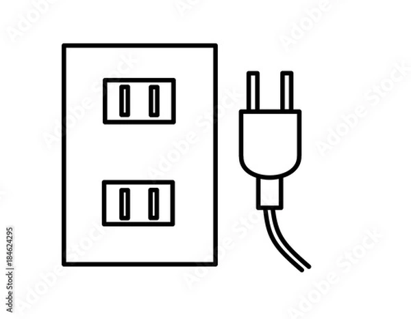 Obraz コンセントと電源コード(線画)