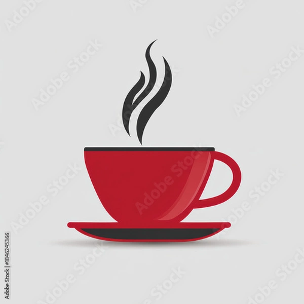 Fototapeta Red Coffee Cup Flat Vector Icon

