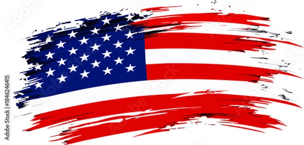 Obraz USA flag, watercolor brush pattern, generative AI