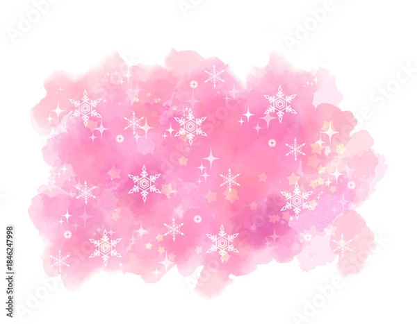 Obraz Soft Watercolor Winter Background with Snowflakes and Sparkles