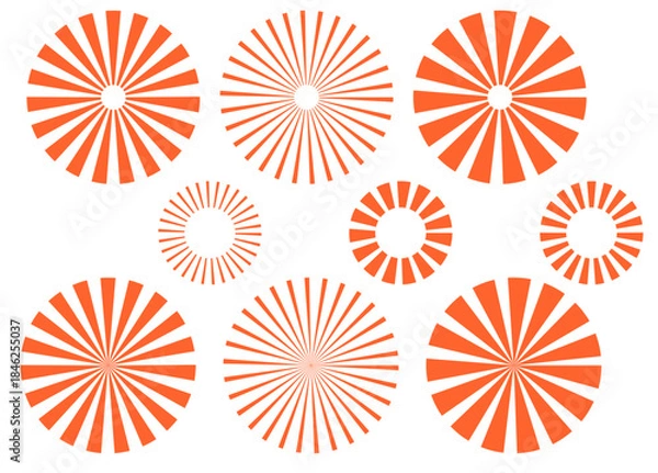 Obraz とてもシンプル集中線のセット　赤