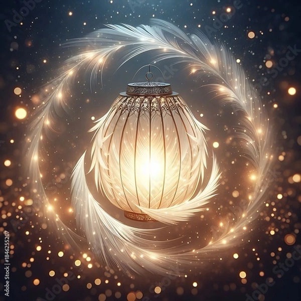 Obraz magic lamp on a dark christmas background 