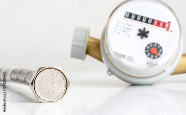 Obraz Hot water meter on the table