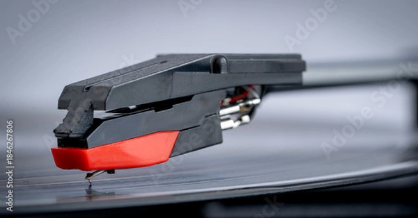 Obraz Vinyl record player. close up