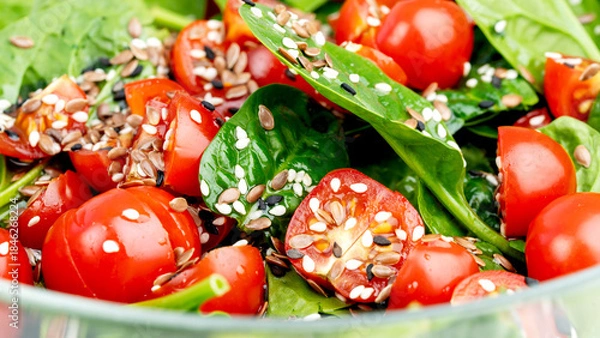 Obraz Fresh vegetable and spinach salad