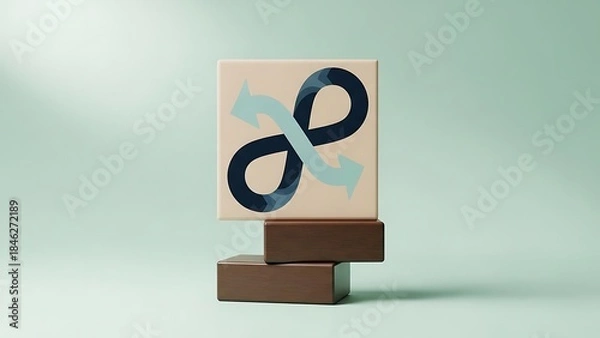 Obraz Abstract art displayed on wooden blocks with a soft pastel background