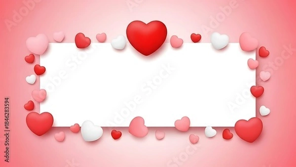 Fototapeta Valentine s day heart frame with a pink background