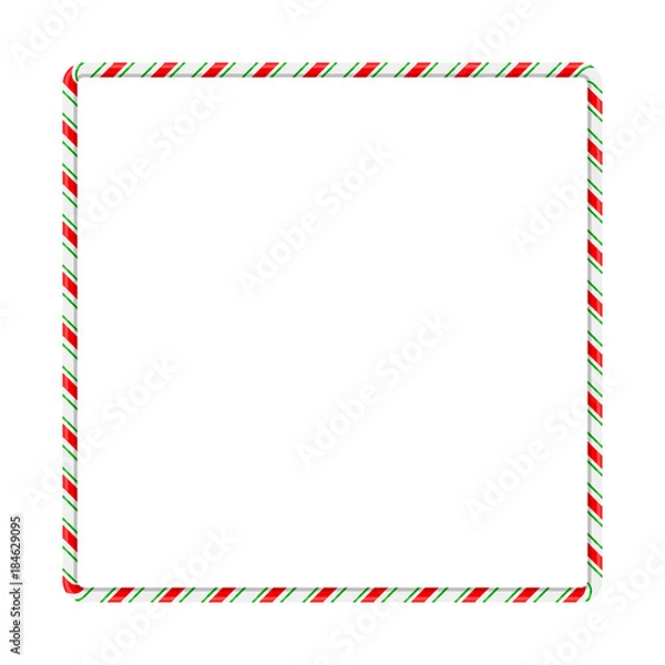 Obraz Candy cane frame border for christmas design isolated on white background