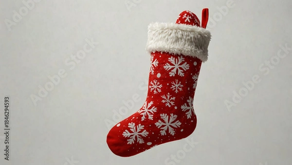 Obraz Festive Christmas Stocking with Snowman Pattern. generative ai