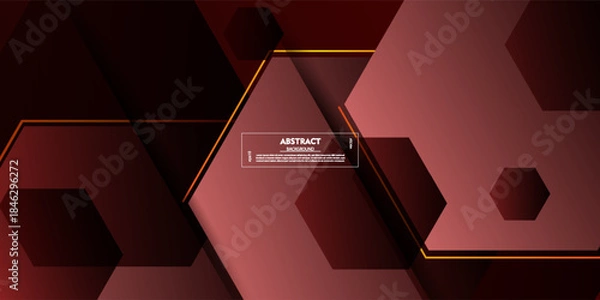 Obraz Abstract dark background with geometric shapes, red hexagonal pattern element design. Simple banner concept. EPS10 vector.