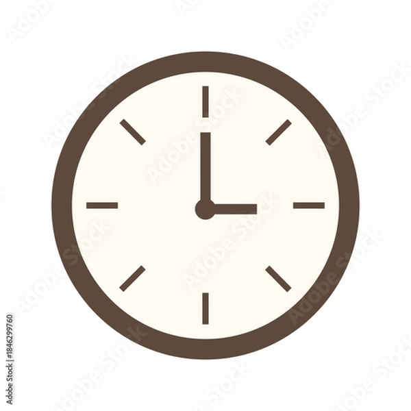Fototapeta Clock shows time with simple design, placed on a plain background