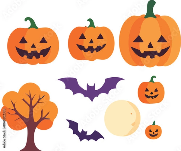 Fototapeta halloween pumpkin set