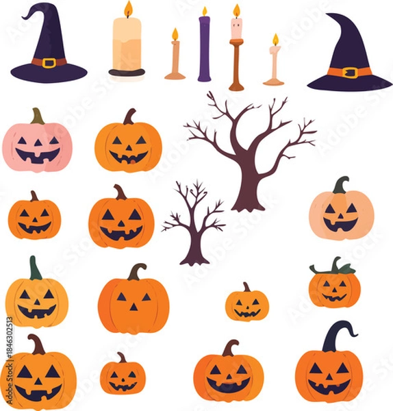 Fototapeta halloween pumpkin set