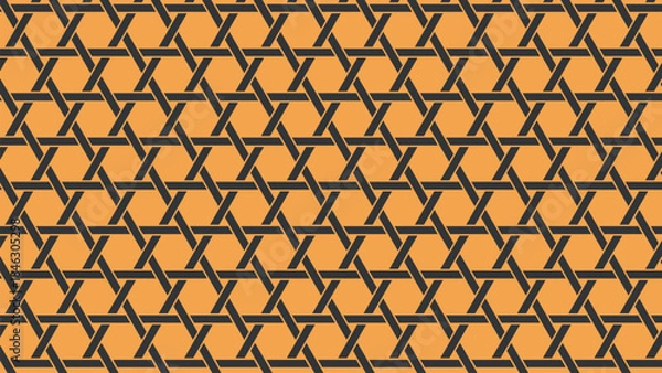 Obraz 籠目文様（黒・イエロー）