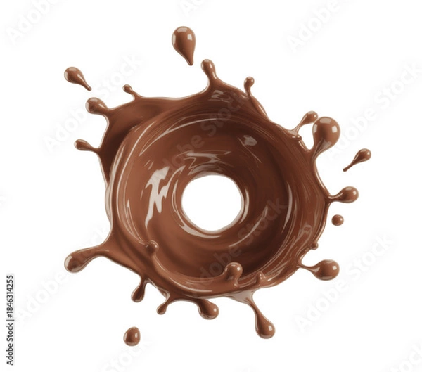 Obraz Dynamic Chocolate Splash Ring on White