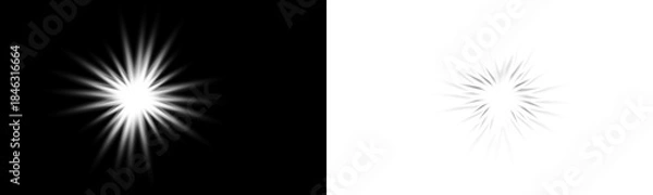 Obraz Shine glowing stars. Vector White Sparks isolated ،White Lens Flare Effect: Starburst Light Overlay PNG,White beautiful light explosion effect with transparent glow radiant burst isolated