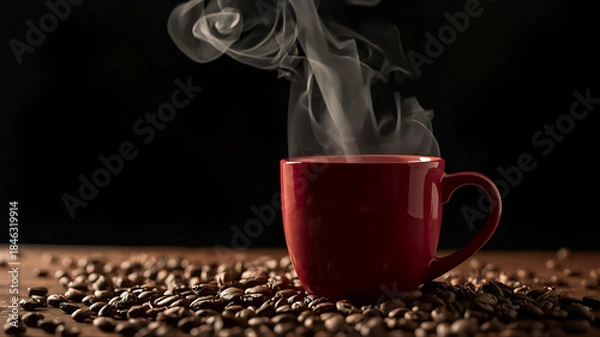 Obraz 暗い空間にホットコーヒー