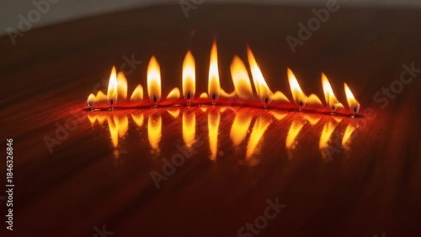 Obraz Row of candles burning on a reflective surface