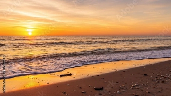 Obraz Beautiful sunset over the ocean waves on the beach