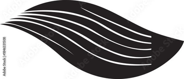 Fototapeta Dynamic black silhouette vector design of abstract flowing lines, creating a modern wave shape on a transparent background, ideal for contemporary graphic art