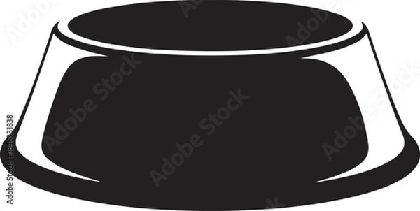 Fototapeta Silhouette of a pet food bowl, vector graphic with transparent background
