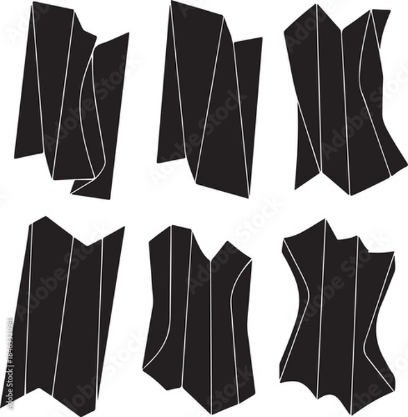 Fototapeta Dynamic Abstract Black Shapes Vector Set with Graphic Silhouette Design Elements for Modern Visuals and Creative Projects on Transparent Background