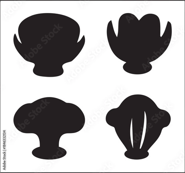 Fototapeta Abstract Organic Shell Silhouettes Vector Collection for Graphic Design Projects. Modern Minimalist Decorative Elements with Clean Lines and Transparent Background Potential