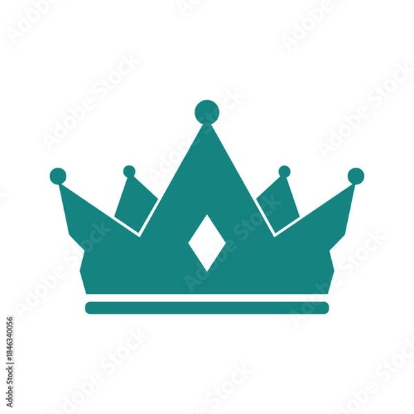 Obraz Teal crown icon on white background