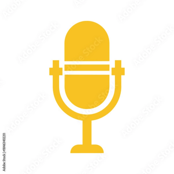 Obraz Yellow microphone icon on white background