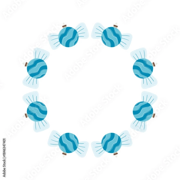 Obraz Christmas tree decorations. Round frame. Template for your creativity