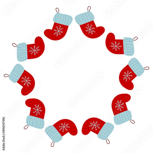 Obraz Christmas tree decorations. Round frame. Template for your creativity