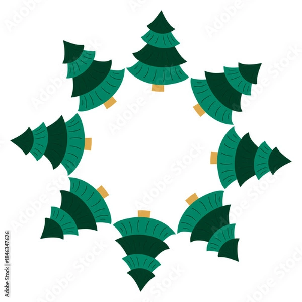 Obraz Christmas tree decorations. Round frame. Template for your creativity