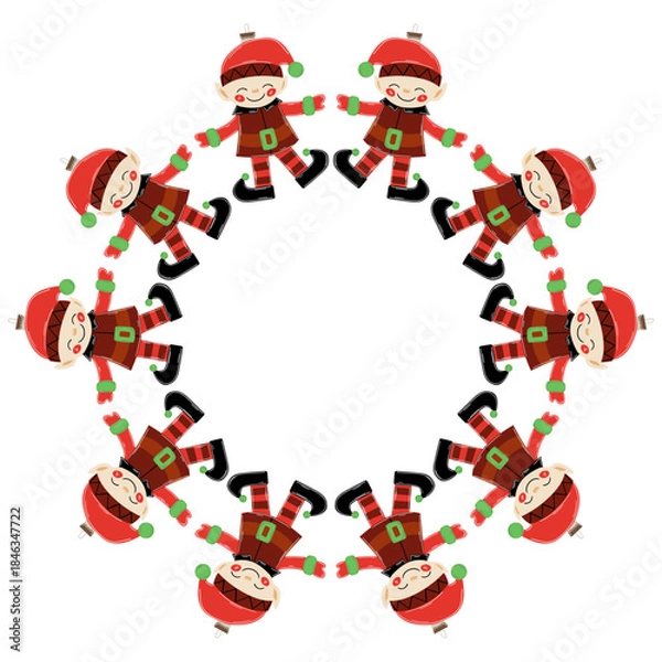 Obraz Christmas tree decorations. Round frame. Template for your creativity