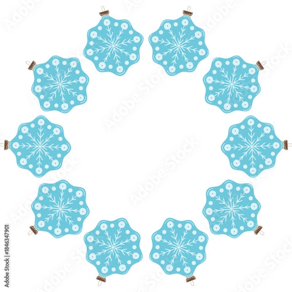 Obraz Christmas tree decorations. Round frame. Template for your creativity