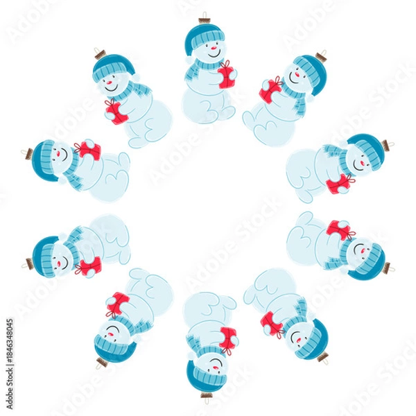 Obraz Christmas tree decorations. Round frame. Template for your creativity