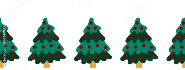 Obraz Christmas flat seamless border. New Year illustration