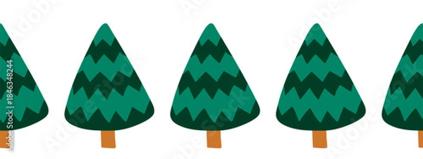 Obraz Christmas flat seamless border. New Year illustration