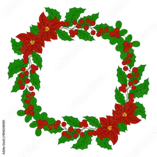 Obraz Christmas tree decorations. Round frame. Template for your creativity