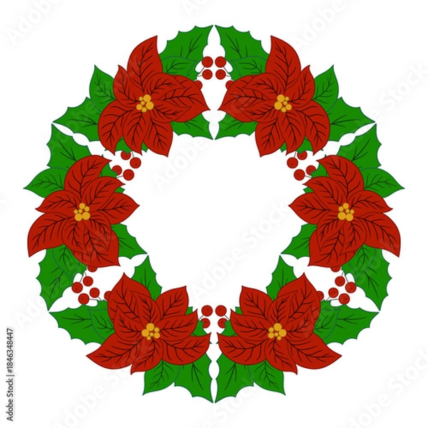 Obraz Christmas tree decorations. Round frame. Template for your creativity